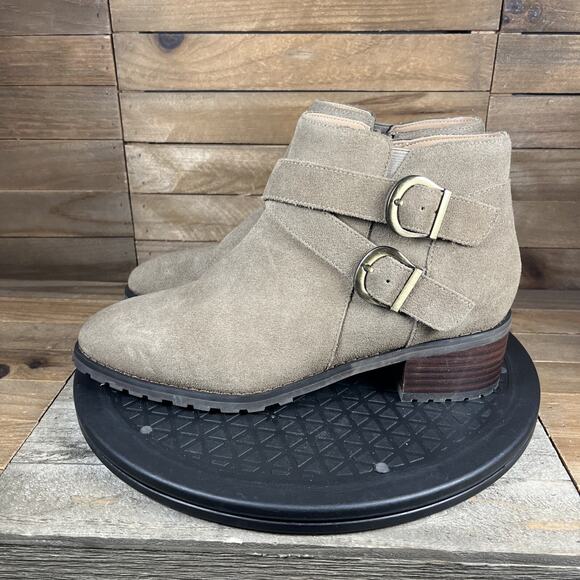 Blondo Womens Sz 8 Stacy Buckle Waterproof Suede Ankle Buckle Bootie/Side Zip - Picture 3 of 10